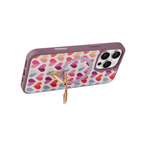 Custype รุ่น Magnetic Wireless Charging Phone Case with Single Pole stand - เคส iPhone 16 Pro - สี Heart Purple