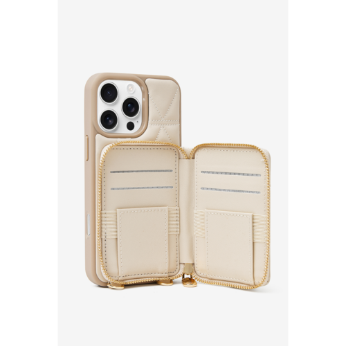 Custype รุ่น ZipPouch E-Stand Wallet Phone Case - เคส iPhone 16 Pro Max - สี Triangle Beige