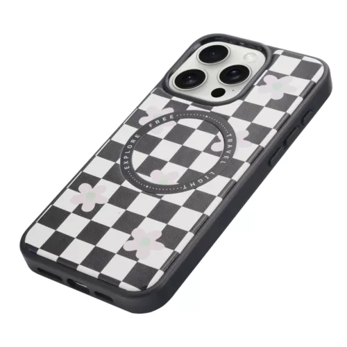 Custype รุ่น Magnetic Wireless Charging Phone Case with Printing - เคส iPhone 16 Pro Max - สี Checkboard Black/White