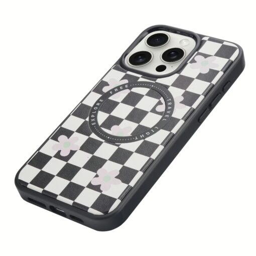 Custype รุ่น Magnetic Wireless Charging Phone Case with Printing - เคส iPhone 16 Pro Max - สี Checkboard Black/White - Image 3