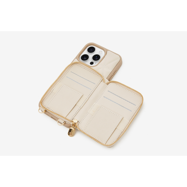 Custype รุ่น ZipPouch E-Stand Wallet Phone Case - เคส iPhone 16 Pro Max - สี Triangle Beige