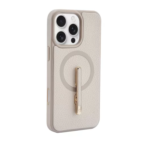 Custype รุ่น Magnetic Wireless Charging Phone Case with Single Pole stand - เคส iPhone 16 Pro - สี Beige