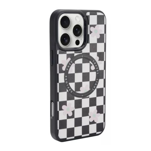 Custype รุ่น Magnetic Wireless Charging Phone Case with Printing - เคส iPhone 16 Pro Max - สี Checkboard Black/White