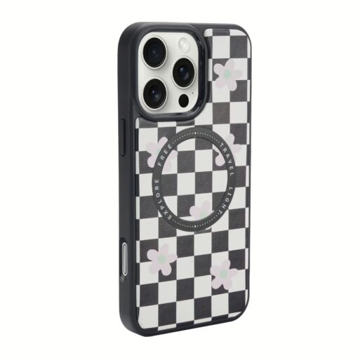 Custype รุ่น Magnetic Wireless Charging Phone Case with Printing - เคส iPhone 16 Pro Max - สี Checkboard Black/White - Image 2