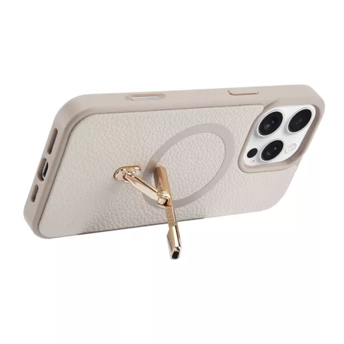 Custype รุ่น Magnetic Wireless Charging Phone Case with Single Pole stand - เคส iPhone 16 Pro - สี Beige