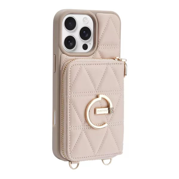 Custype รุ่น ZipPouch E-Stand Wallet Phone Case - เคส iPhone 16 Pro Max - สี Triangle Pink - Image 2