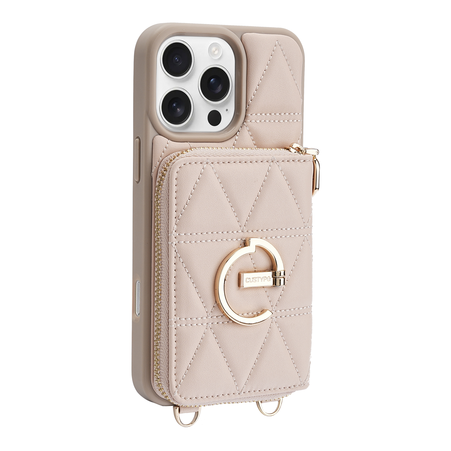 Custype รุ่น ZipPouch E-Stand Wallet Phone Case - เคส iPhone 16 Pro - สี Triangle Pink