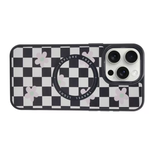 Custype รุ่น Magnetic Wireless Charging Phone Case with Printing - เคส iPhone 16 Pro Max - สี Checkboard Black/White