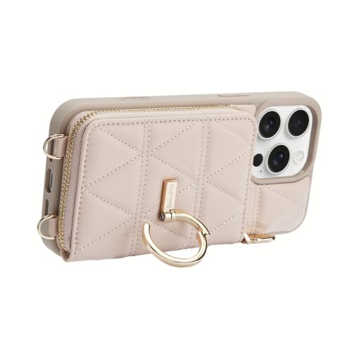 Custype รุ่น ZipPouch E-Stand Wallet Phone Case - เคส iPhone 16 Pro Max - สี Triangle Pink - Image 4