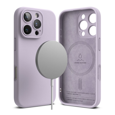 Ringke รุ่น Silicone Magnetic - เคส iPhone 16 Pro - สี Light Purple 9 Ringke รุ่น Silicone Magnetic - เคส iPhone 16 Pro - สี Light Purple