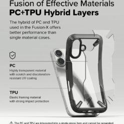 Ringke รุ่น Fusion X - เคส iPhone 16 Plus - สี Black