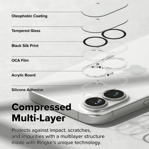 Ringke รุ่น Camera Protector Glass - กระจกเลนส์กล้อง iPhone 16 / 16 Plus (2 แผ่น) - Image 5