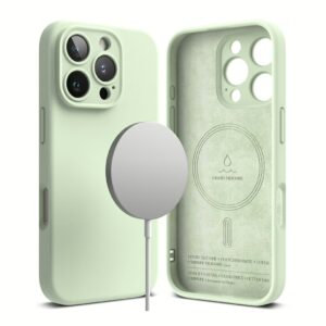 Ringke รุ่น Silicone Magnetic - เคส iPhone 16 Pro Max - สี Soft Mint 8 Ringke รุ่น Silicone Magnetic - เคส iPhone 16 Pro Max - สี Soft Mint