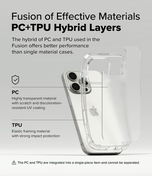 Ringke รุ่น Fusion - เคส iPhone 16 Pro - สี Matte Clear - Image 5