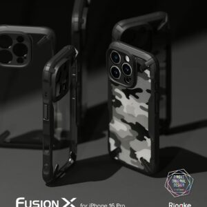 Ringke รุ่น Fusion X Design - เคส iPhone 16 Pro - สี Camo Black 12 Ringke รุ่น Fusion X Design - เคส iPhone 16 Pro - สี Camo Black