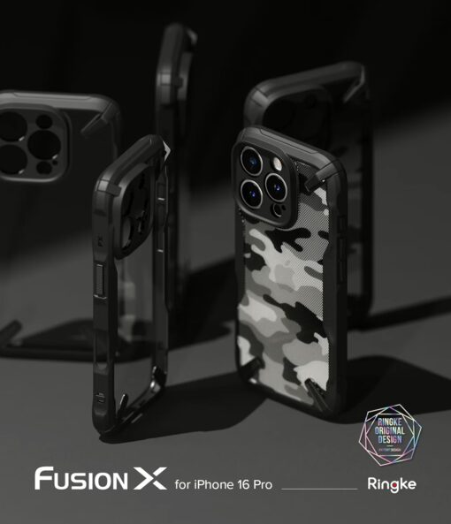 Ringke รุ่น Fusion X Design - เคส iPhone 16 Pro - สี Camo Black - Image 2