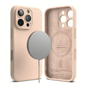 Ringke รุ่น Silicone Magnetic - เคส iPhone 16 Pro - สี Pink Sand 5 Ringke รุ่น Silicone Magnetic - เคส iPhone 16 Pro - สี Pink Sand