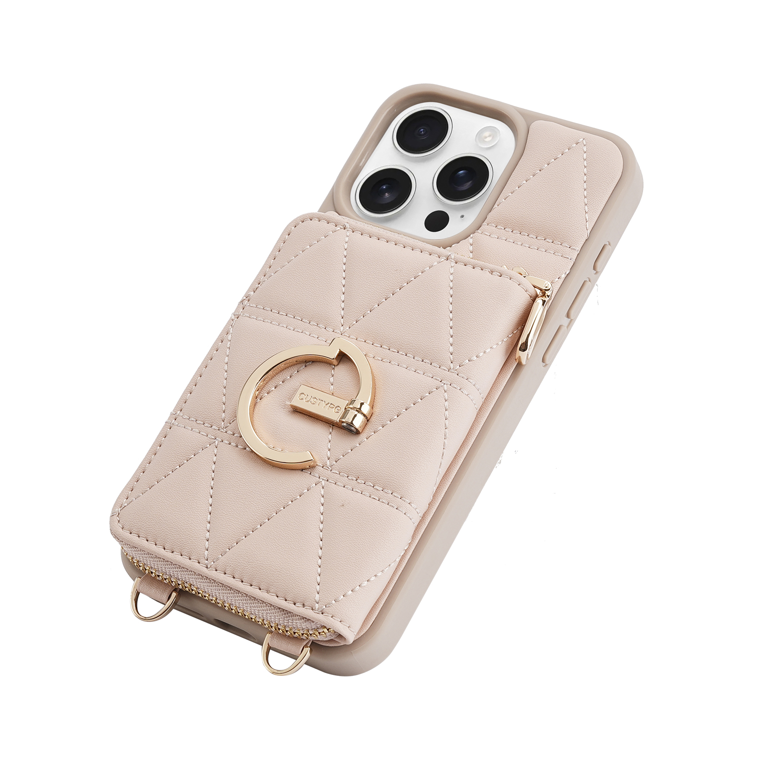 Custype รุ่น ZipPouch E-Stand Wallet Phone Case - เคส iPhone 16 Pro - สี Triangle Pink