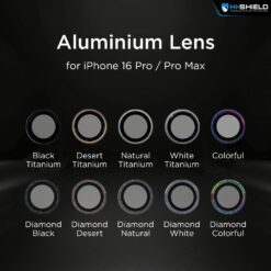 Hishield รุ่น Aluminum Lens - กระจกเลนส์กล้อง iPhone 16 Pro / 16 Pro Max
