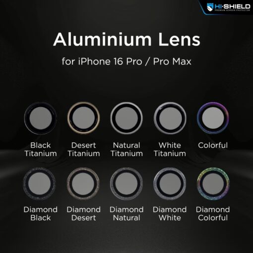 Hishield รุ่น Aluminum Lens - กระจกเลนส์กล้อง iPhone 16 Pro / 16 Pro Max - Image 3