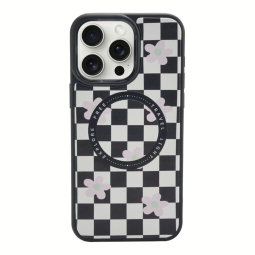 Custype รุ่น Magnetic Wireless Charging Phone Case with Printing - เคส iPhone 16 Pro Max - สี Checkboard Black/White