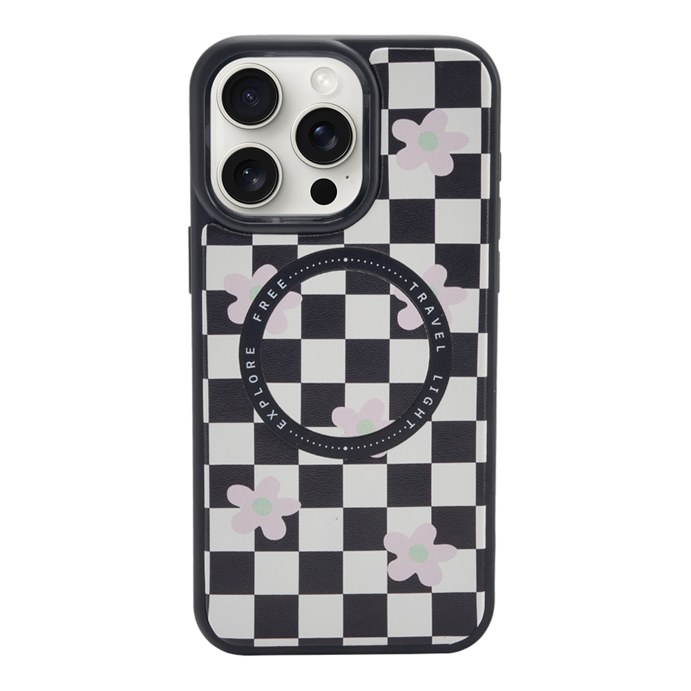 Custype รุ่น Magnetic Wireless Charging Phone Case with Printing - เคส iPhone 16 Pro - สี Checkboard Black/White
