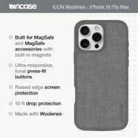 Incase รุ่น Icon Case for Magsafe - เคส iPhone 16 Pro Max - สี Asphalt Woolenex