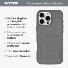Incase รุ่น Icon Case for Magsafe - เคส iPhone 16 Pro Max - สี Asphalt Woolenex - Image 4