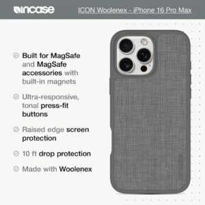 Incase รุ่น Icon Case for Magsafe - เคส iPhone 16 Pro Max - สี Asphalt Woolenex