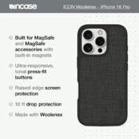 Incase รุ่น Icon Case for Magsafe - เคส iPhone 16 Pro - สี Graphite Woolenex
