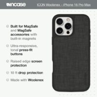 Incase รุ่น Icon Case for Magsafe - เคส iPhone 16 Pro Max - สี Graphite Woolenex
