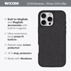 Incase รุ่น Icon Case for Magsafe - เคส iPhone 16 Pro Max - สี Graphite Woolenex - Image 3