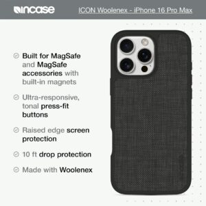 Incase รุ่น Icon Case for Magsafe - เคส iPhone 16 Pro Max - สี Graphite Woolenex