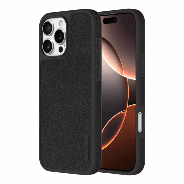 Incase รุ่น Icon Case for Magsafe - เคส iPhone 16 Pro - สี Obsidian Pebbled Plant Leather