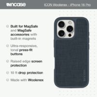 Incase รุ่น Icon Case for Magsafe - เคส iPhone 16 Pro - สี Navy Woolenex