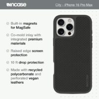 Incase รุ่น City Case for Magsafe - เคส iPhone 16 Pro Max - สี Slate Gray Perforated Vegan Leather
