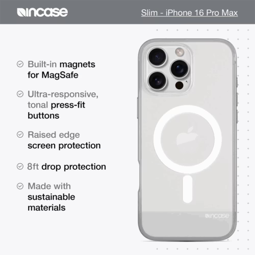 Incase รุ่น Slim Case for Magsafe - เคส iPhone 16 Pro Max - สี Clear