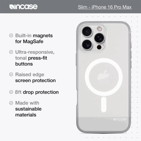 Incase รุ่น Slim Case for Magsafe - เคส iPhone 16 Pro Max - สี Clear