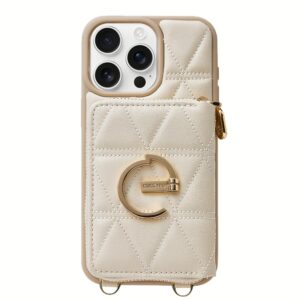 Custype รุ่น ZipPouch E-Stand Wallet Phone Case - เคส iPhone 16 Pro Max - สี Triangle Beige