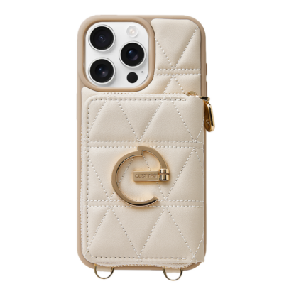 Custype รุ่น ZipPouch E-Stand Wallet Phone Case - เคส iPhone 16 Pro Max - สี Triangle Beige