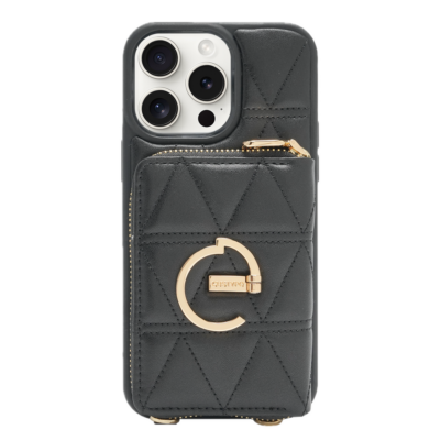 Custype รุ่น ZipPouch E-Stand Wallet Phone Case - เคส iPhone 16 Pro - สี Triangle Black