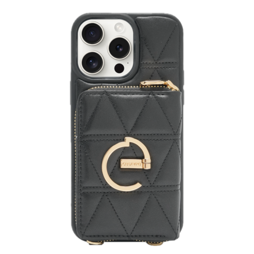 Custype รุ่น ZipPouch E-Stand Wallet Phone Case - เคส iPhone 16 Pro Max - สี Triangle Black