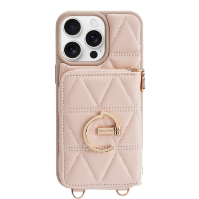 Custype รุ่น ZipPouch E-Stand Wallet Phone Case - เคส iPhone 16 Pro - สี Triangle Pink