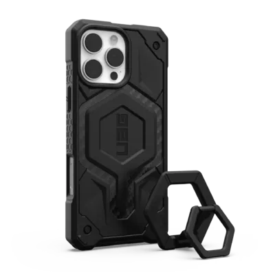 UAG รุ่น Monarch Pro Bundle - เคส iPhone 16 Pro Max - สี Carbon Fiber/Black Stand