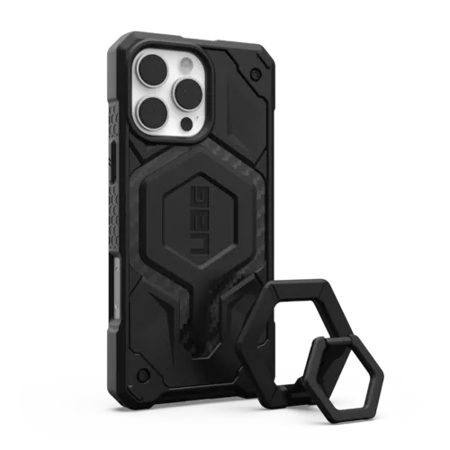 UAG รุ่น Monarch Pro Bundle - เคส iPhone 16 Pro Max - สี Carbon Fiber/Black Stand