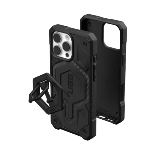 UAG รุ่น Monarch Pro Bundle - เคส iPhone 16 Pro Max - สี Carbon Fiber/Black Stand