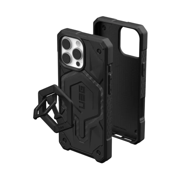 UAG รุ่น Monarch Pro Bundle - เคส iPhone 16 Pro Max - สี Carbon Fiber/Black Stand
