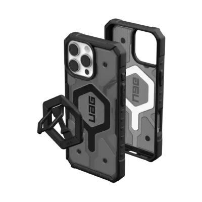 UAG รุ่น Pathfinder Clear Magsafe Bundle - เคส iPhone 16 Pro Max - สี Ash/Black Stand
