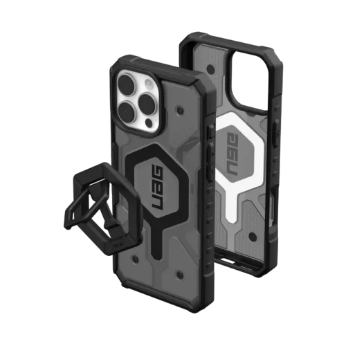 UAG รุ่น Pathfinder Clear Magsafe Bundle - เคส iPhone 16 Pro Max - สี Ash/Black Stand
