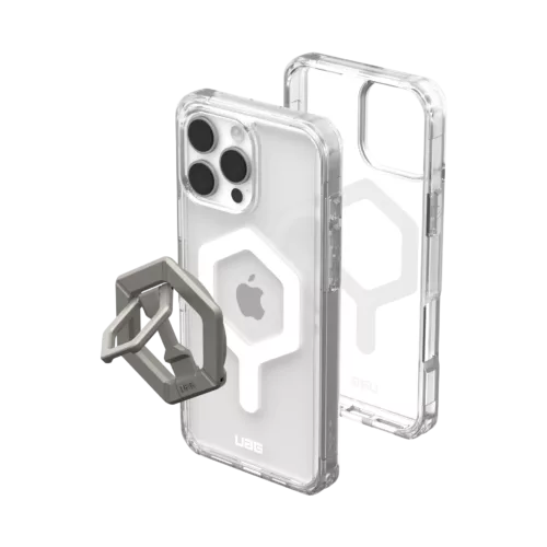 UAG รุ่น Plyo Magsafe Bundel - เคส iPhone 16 Pro Max - สี Ice White/Titanium Stand